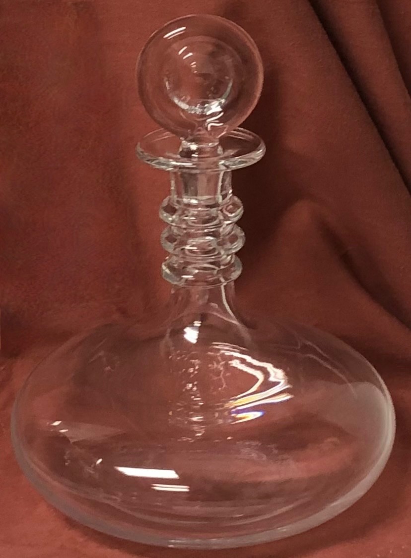 BACCARAT VTG COMMODORE COLLECTION SHIPS DECANTER BLOWN CRYSTAL SPIRAL RING NECK