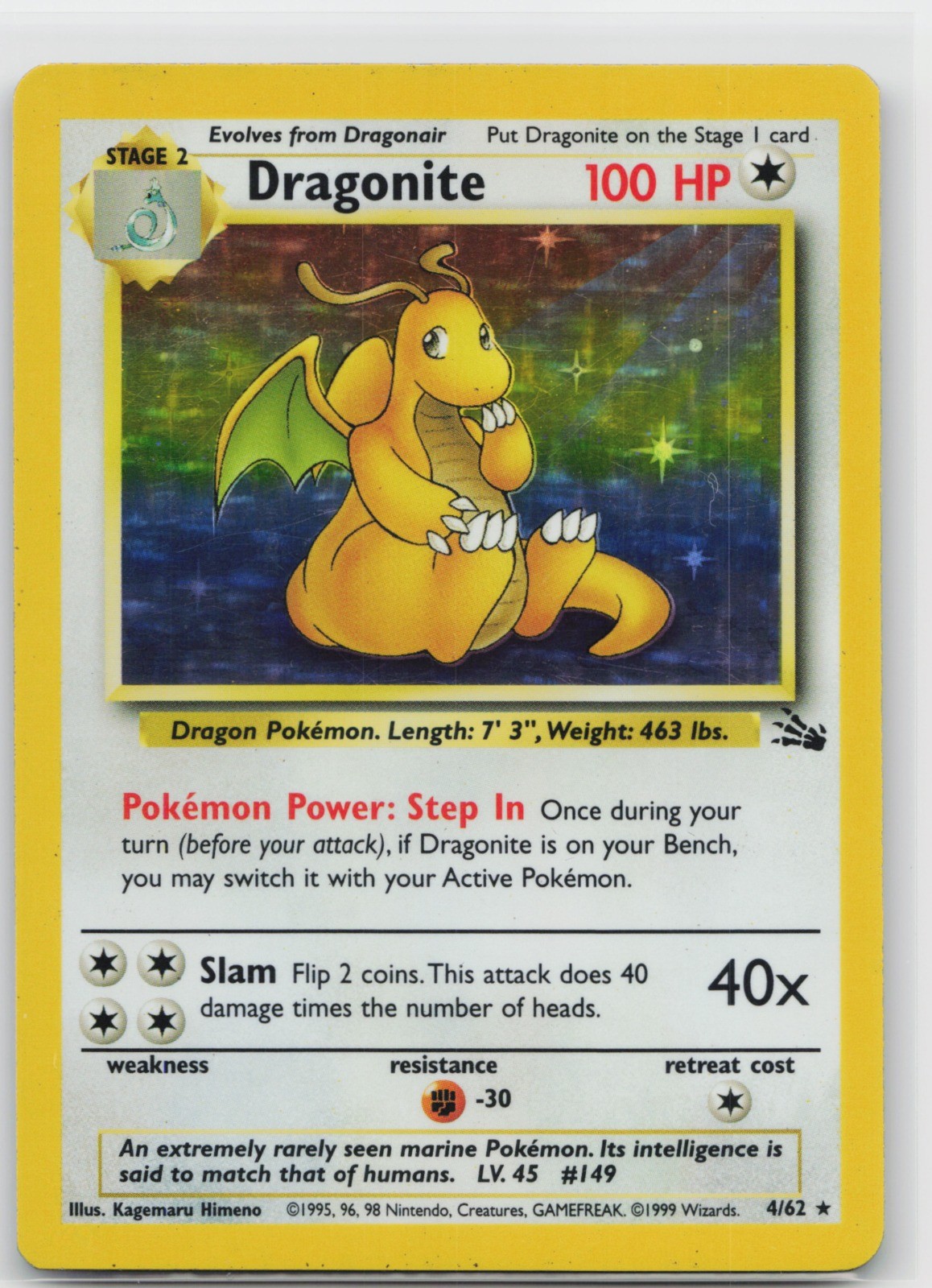Dragonite (4) 04/62 Fossil Holo Rare