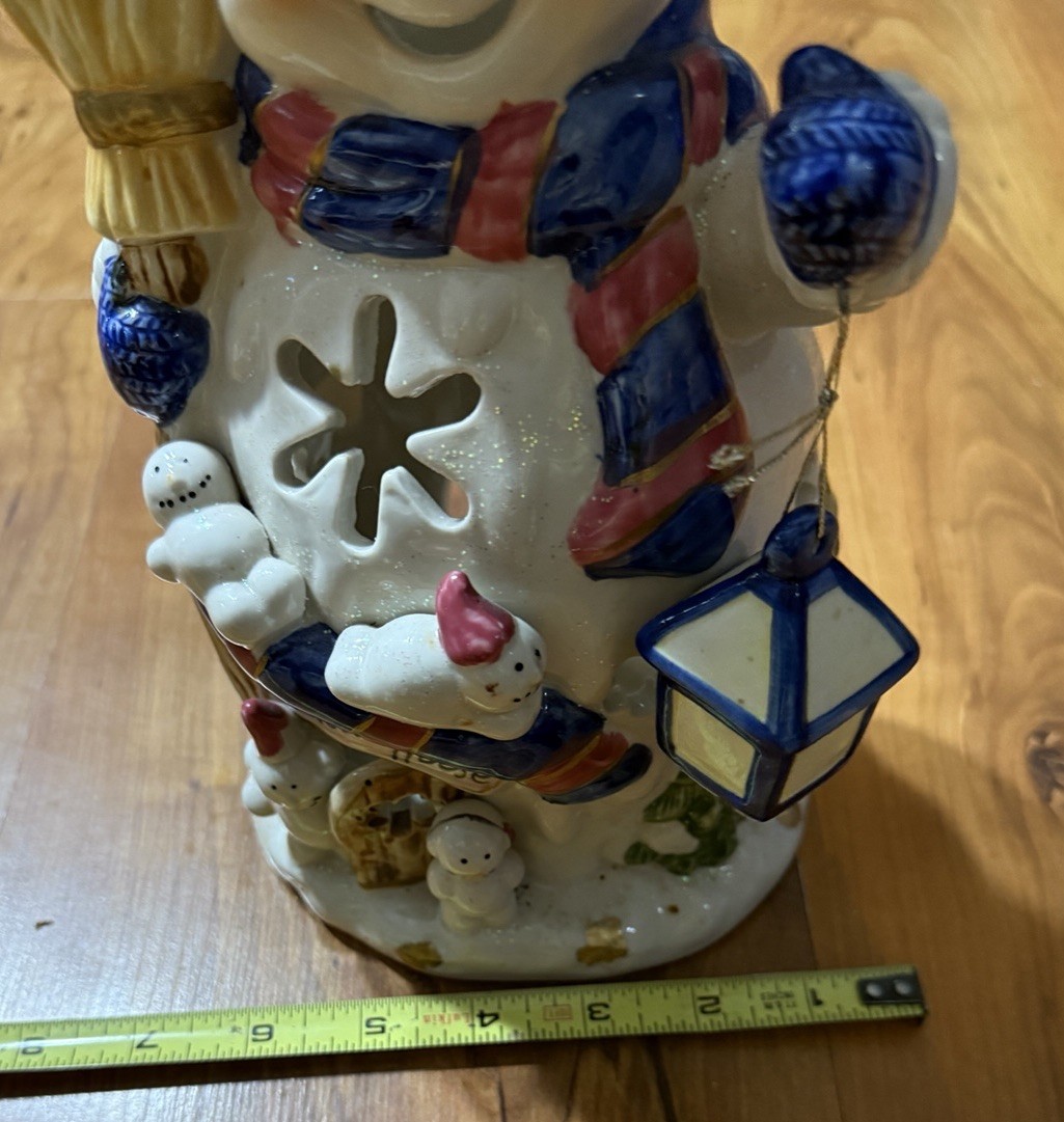 Home & Garden Party Snowman 11″ Tealight House Item Ceramic Christmas Winter