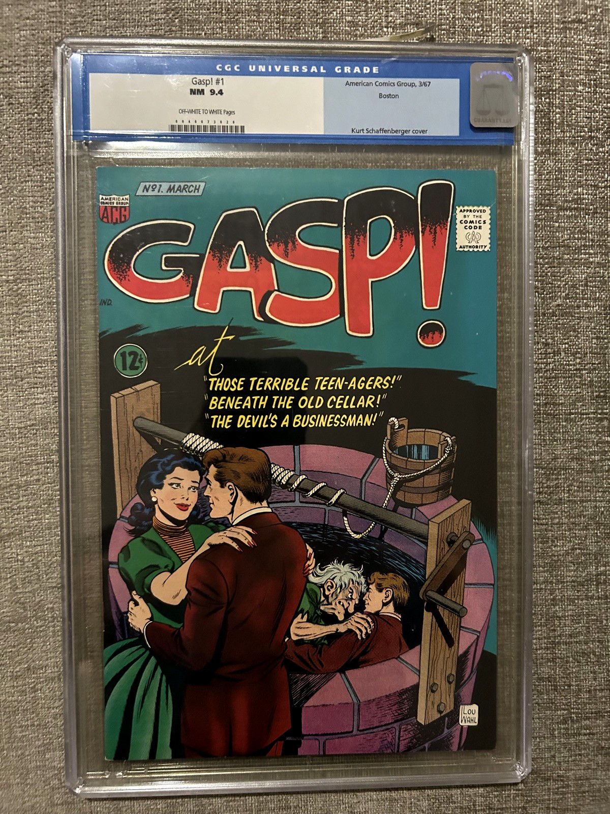 Gasp! #1 1967 – CGC 9.4 OW to Wt Pages – Boston Pedigree Schaffenberger Cover