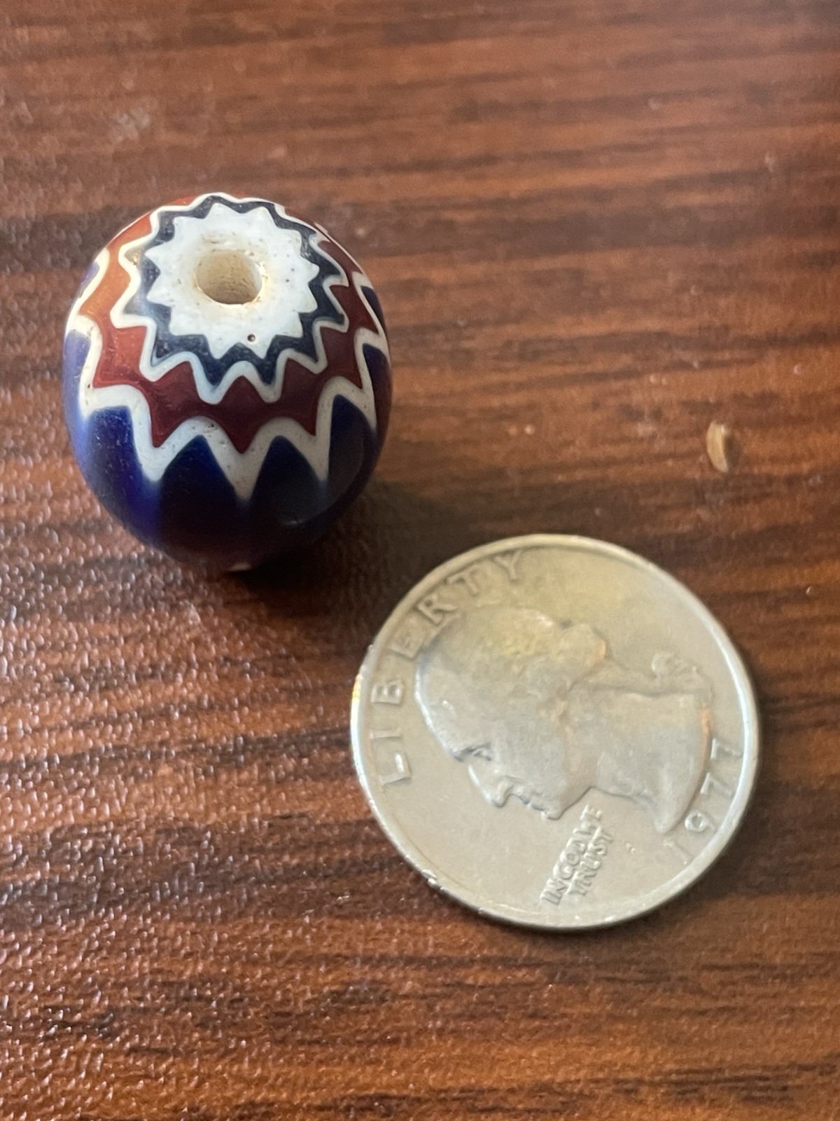 Antique Venetian Large Chevron 6 Level Bead 1”
