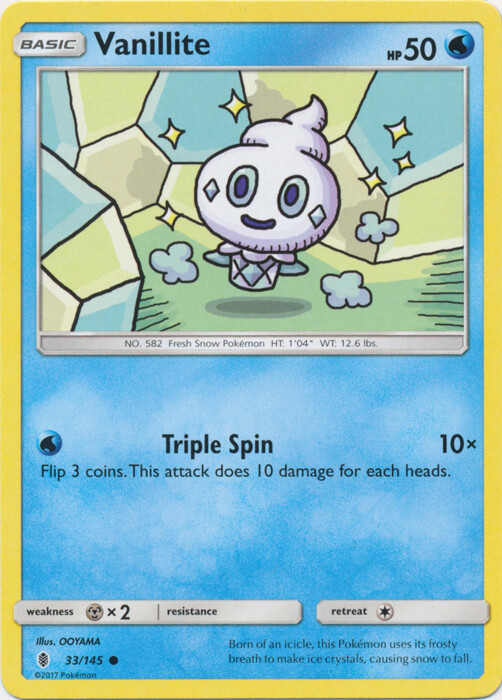 POKEMON CARD VANILLITE 33/145 NO 582 FRESH SNOW POKEMON TCG CCG