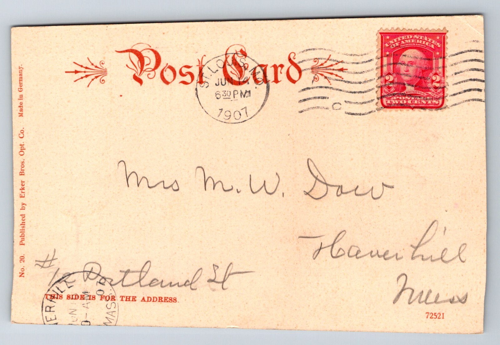 Postcard Missouri St Louis Jefferson Hotel Cyanotype Undivided Back 1907 D908