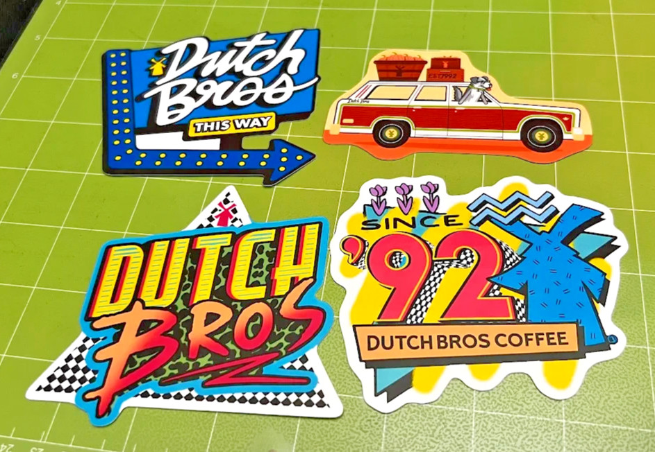 Rare Vintage Dutch Bros – Set of 4 Reproduction Stickers