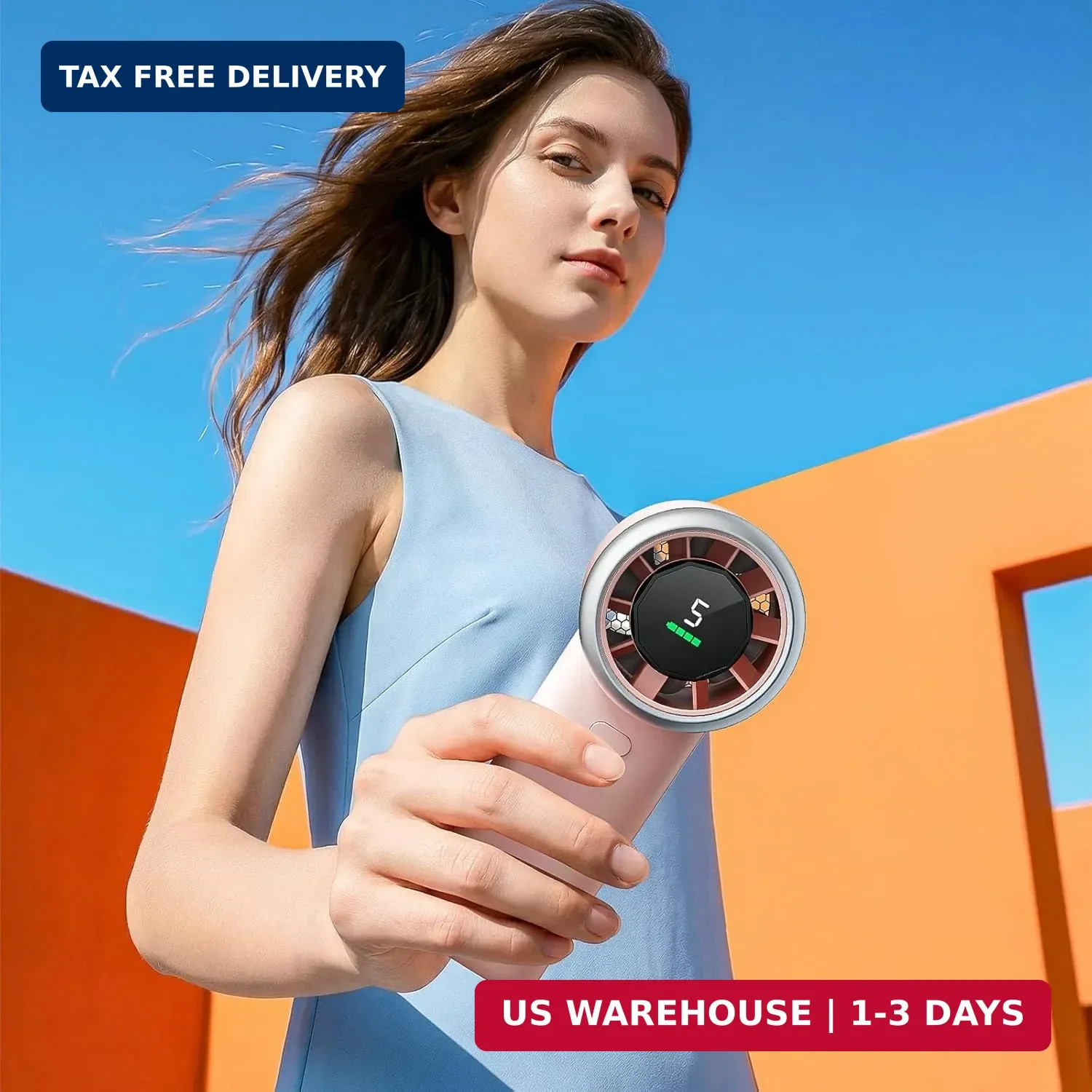 Portable Handheld Turbo Fan, 5 Speeds Mini Personal Fan with 4000mAh Rec