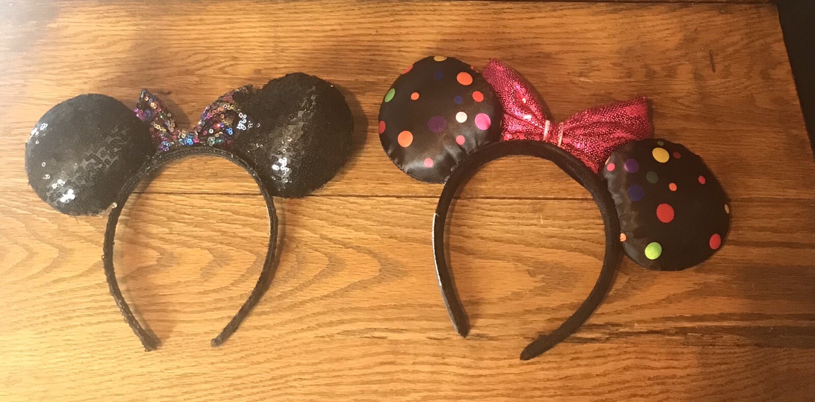 2 Disney Mouse Ears Headbands Sequin Polka Dots and Dress Up Sequins