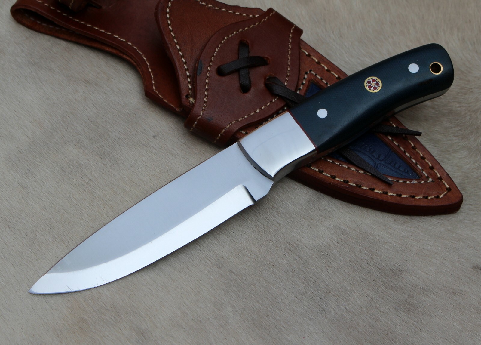 HIGH CARBON STEEL HANDMADE SCANDI GRIND HUNTING BUSHCRAFT FIXED BLADE KNIFE
