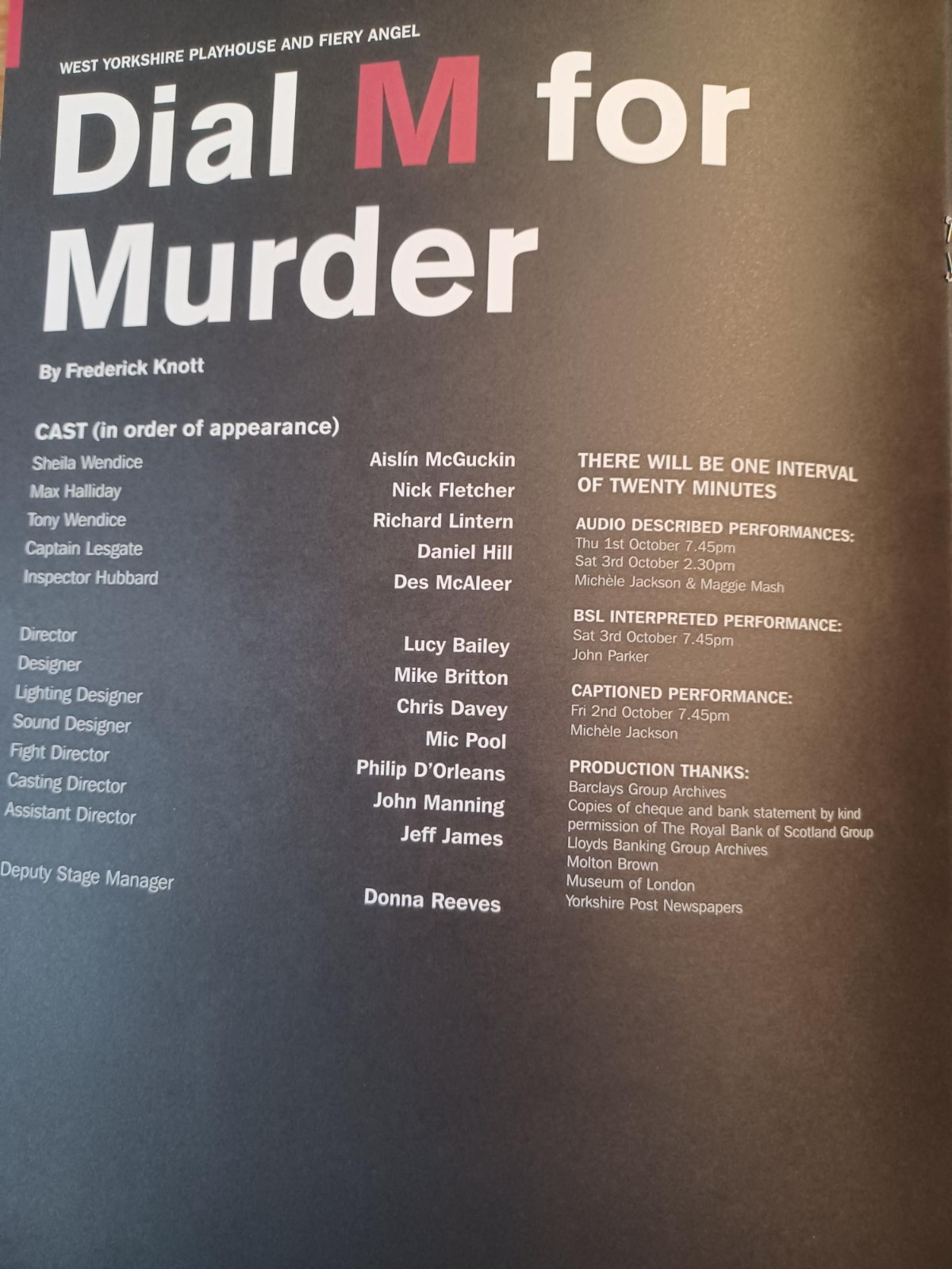 4 x Programmes from The West Yorkshire Playhouse Leeds – 2000s onwards