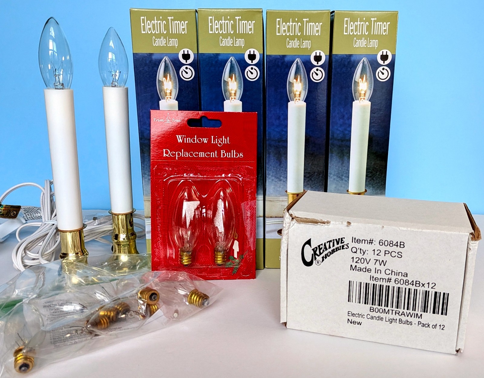 Nicole at Home Electric Window Candles Timer 9 Inch Lot of 6 Plus 21 Bulbs