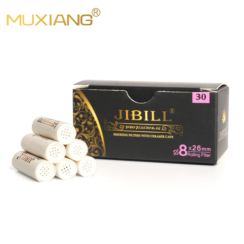 JIBILL 30pcs 8mm Activated Carbon Filters For Cigar Tips Holder Length 26mm