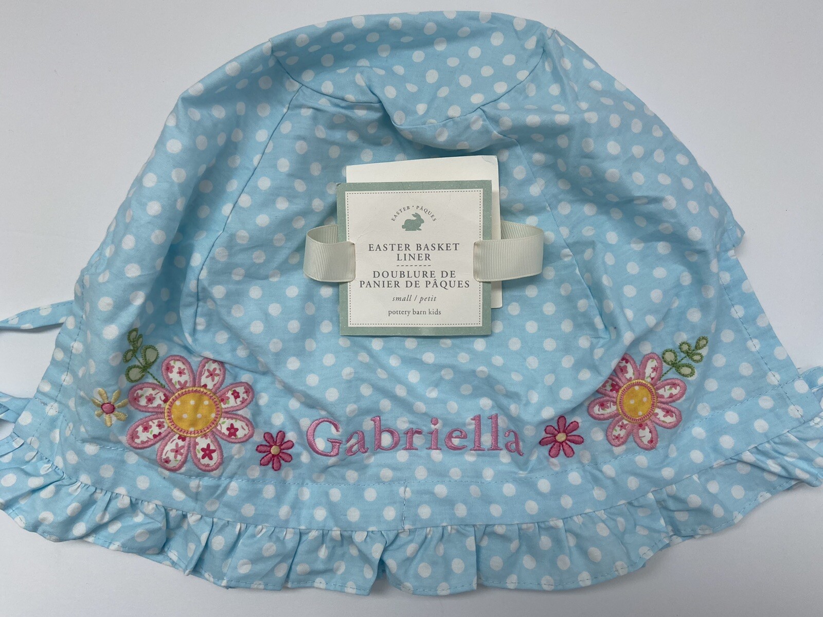 POTTERY BARN KIDS EASTER BASKET SMALL LINER *GABRIELLA* NEW BLUE DOTS FLOWERS