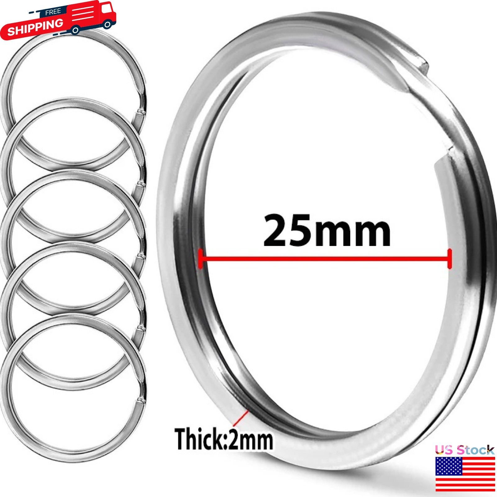 10/30pcs Stainless Steel Split Key Rings Round Keychain Ring for DIY Crafts
