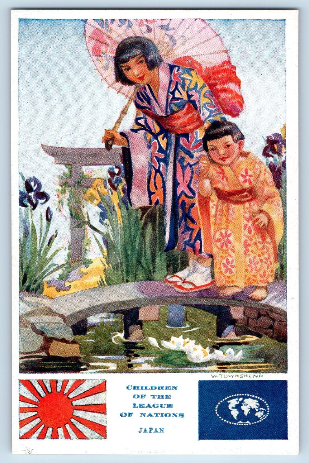W. Townshend Signed Postcard Children Of The League Of Nations Japan Tuck 3643