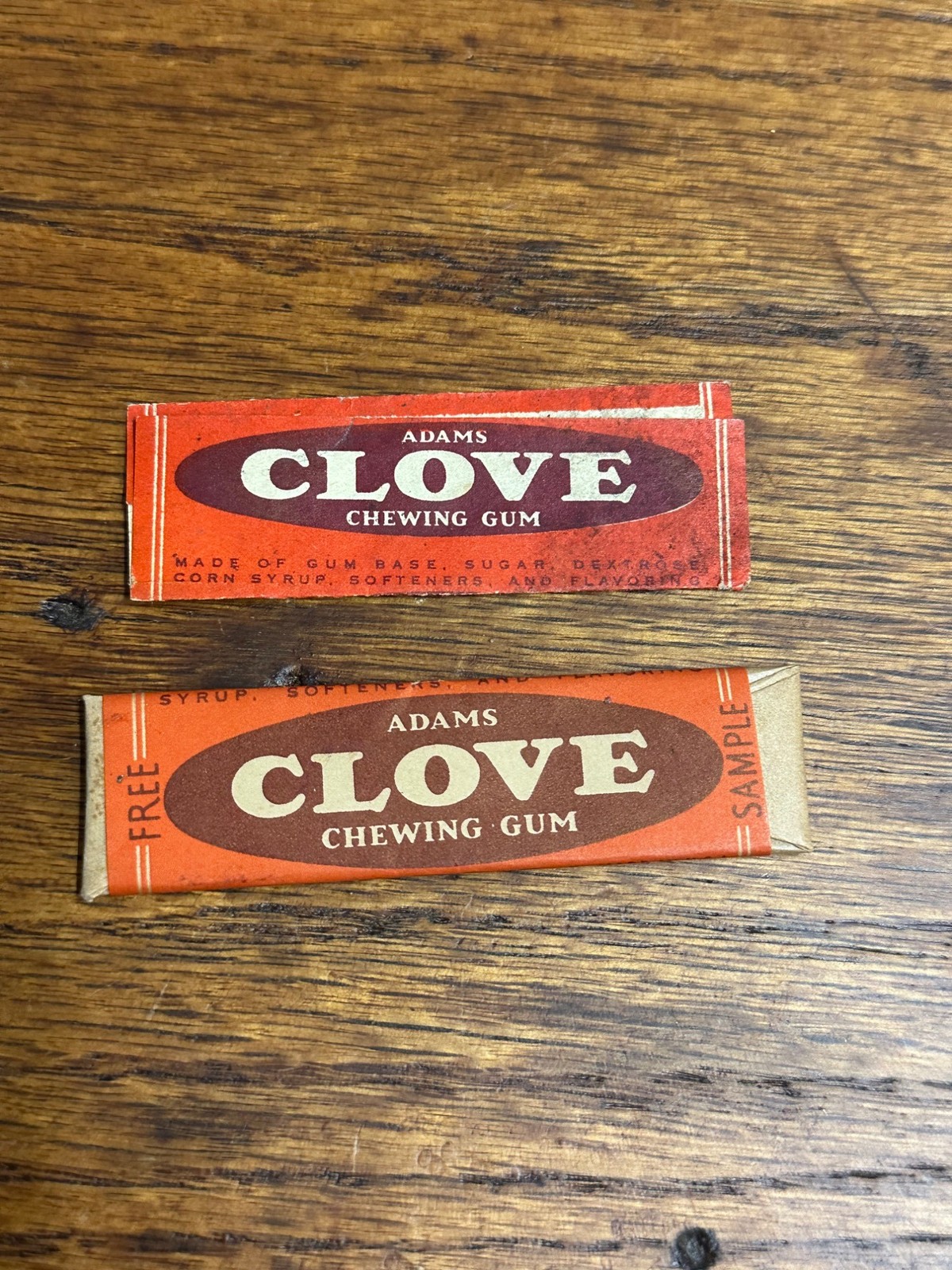 Vintage 1930s Adams Clove Chewing Gum Wrapper Unopened Stick + Empty Wrapper