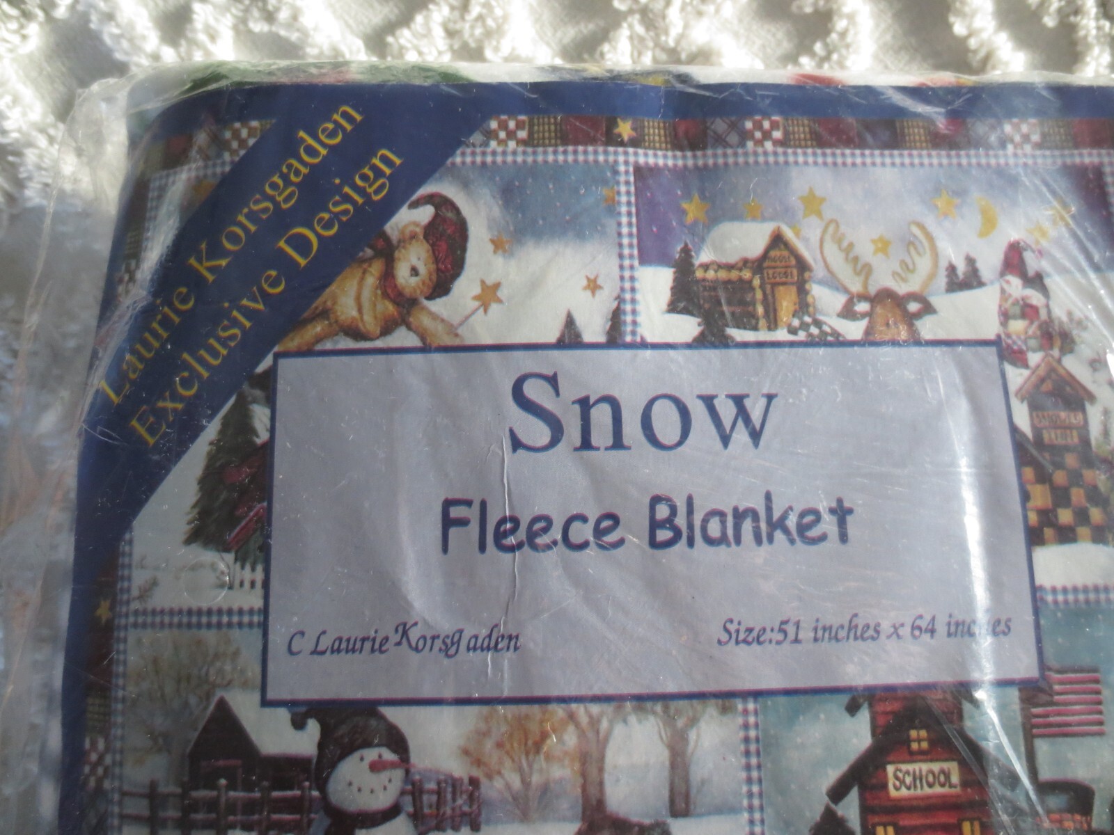 NIP C. Laurie Korsgaden 100% Polyester SNOW FLEECE Throw BLANKET – 50″ x 62″