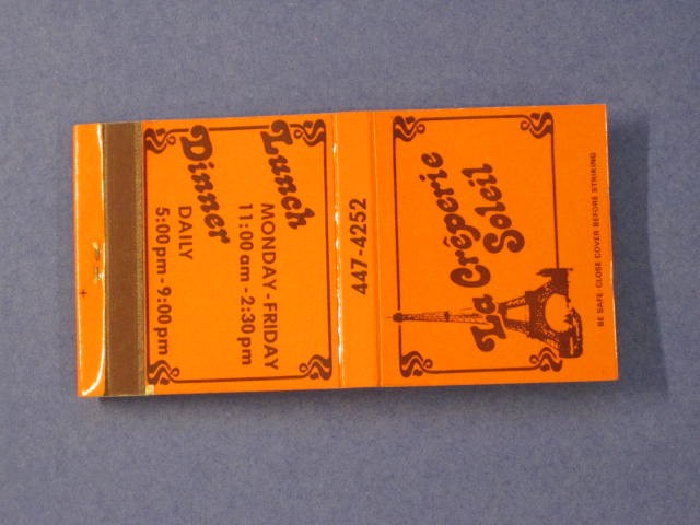 La Creperie Soleil 2″ Matchbook – Livermore, CA. Full 28 Strike