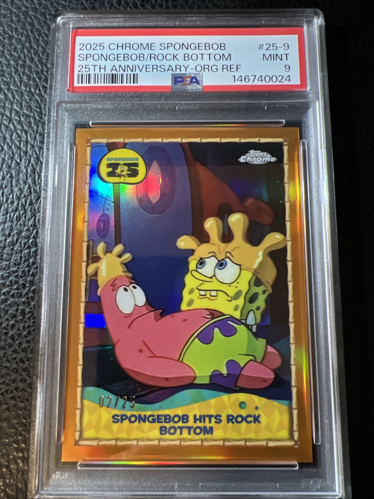 POP 1 Topps Chrome SpongeBob Hits Rock Bottom 25th Anniversary SP 25-9 /25 PSA 9