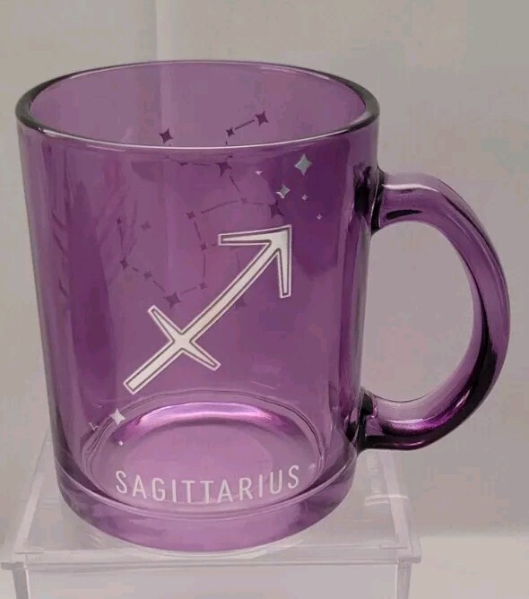 Modern Expressions Clear/Purple Glass Coffee Mug – Zodiac Symbol Sagittarius