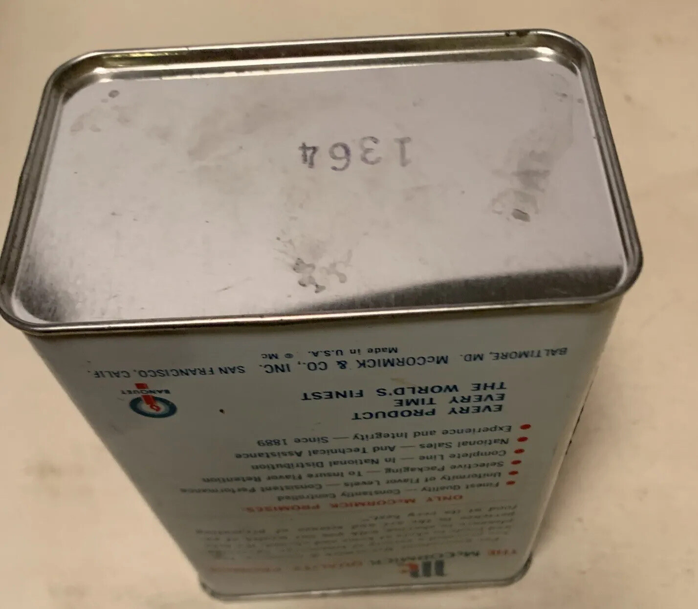 Vintage McCormick Ground Jamaica Ginger Display tin Institutional Size 1 Lb FULL