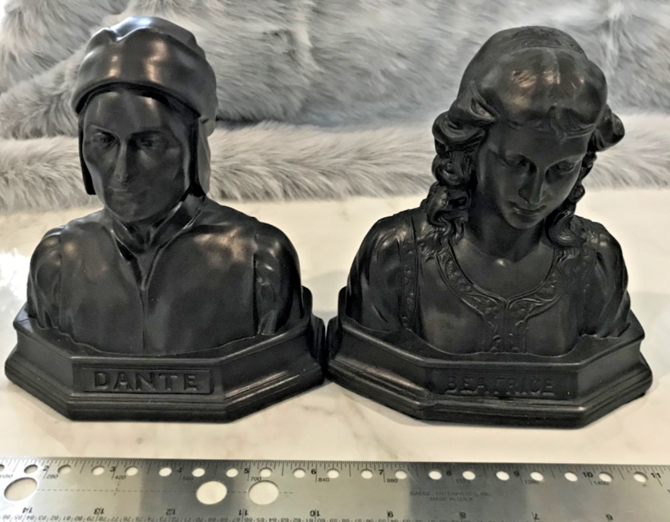 Dante and Beatrice Bookend Pair Bronze 3 lbs 10 3/8 oz