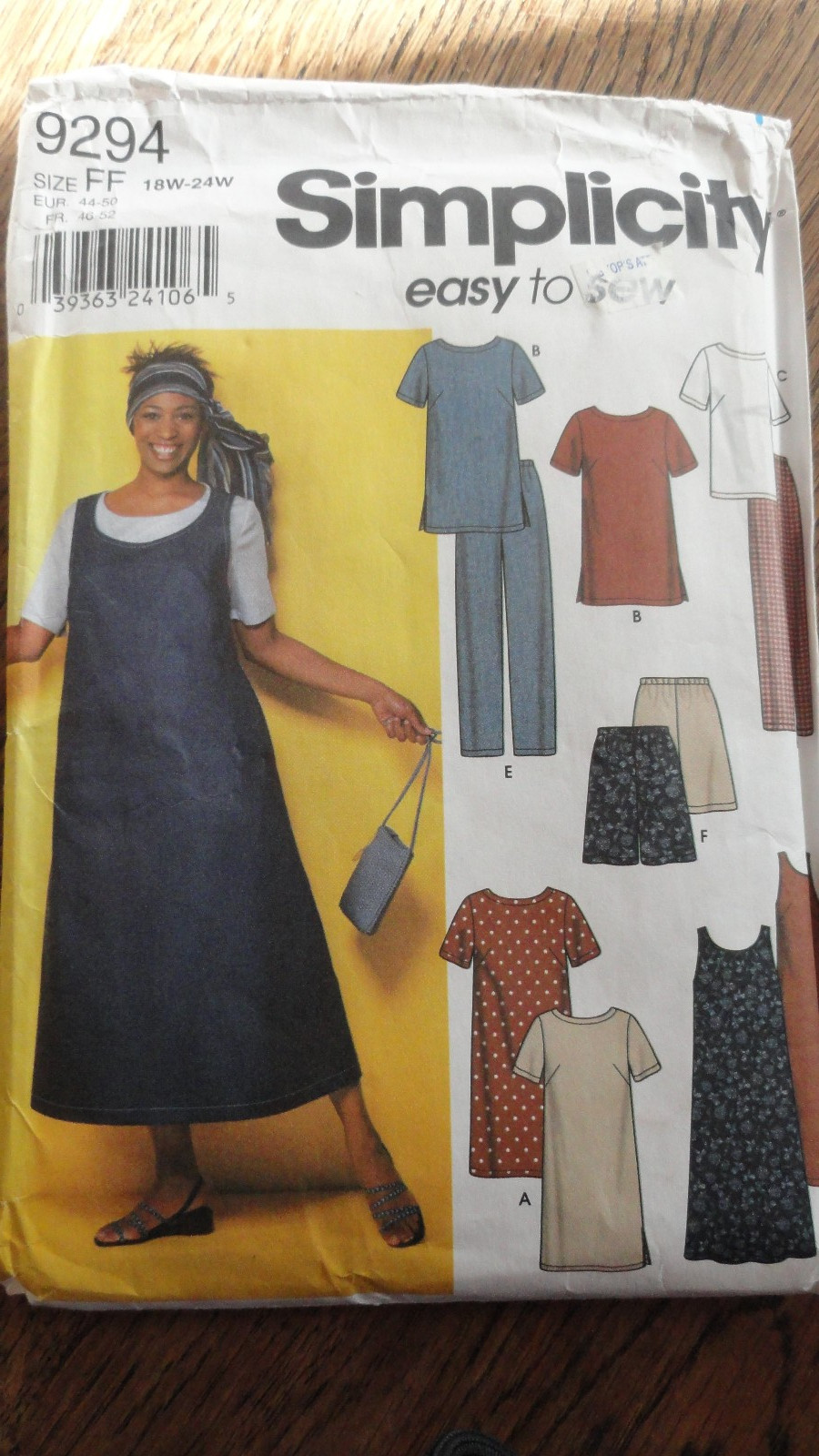 Vtg 2000 Easy Simplicity 9294 Jumper Dress Top Shorts Pants Sz 18-24 UNCUT
