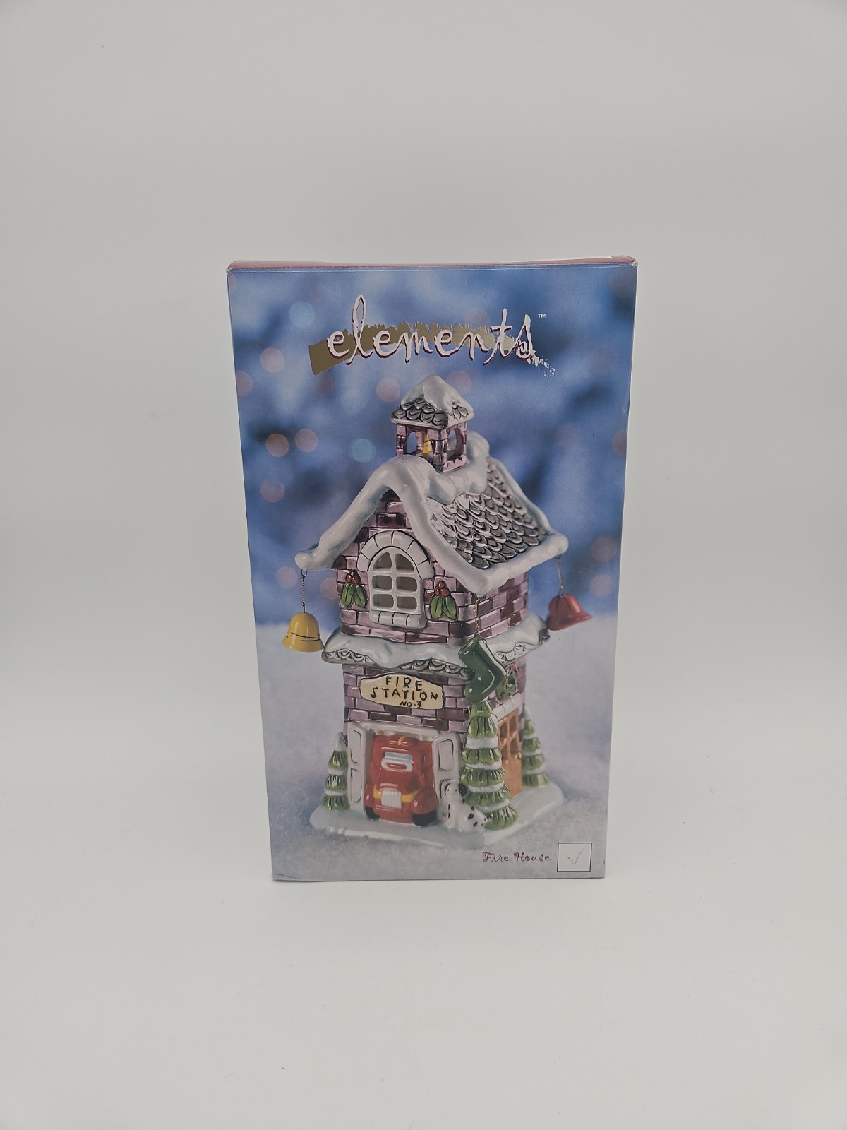 Elements Christmas Fire Station House Candle Votive Tealight Breast Cancer