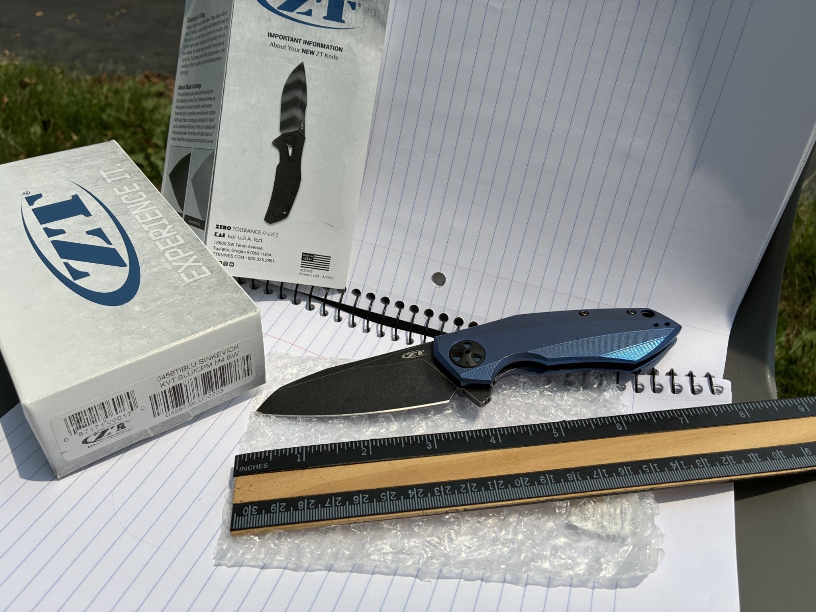 Zero Tolerance ZT0456TIBLU CPM-M4 Sinkevich Design Factory Special Discontinued