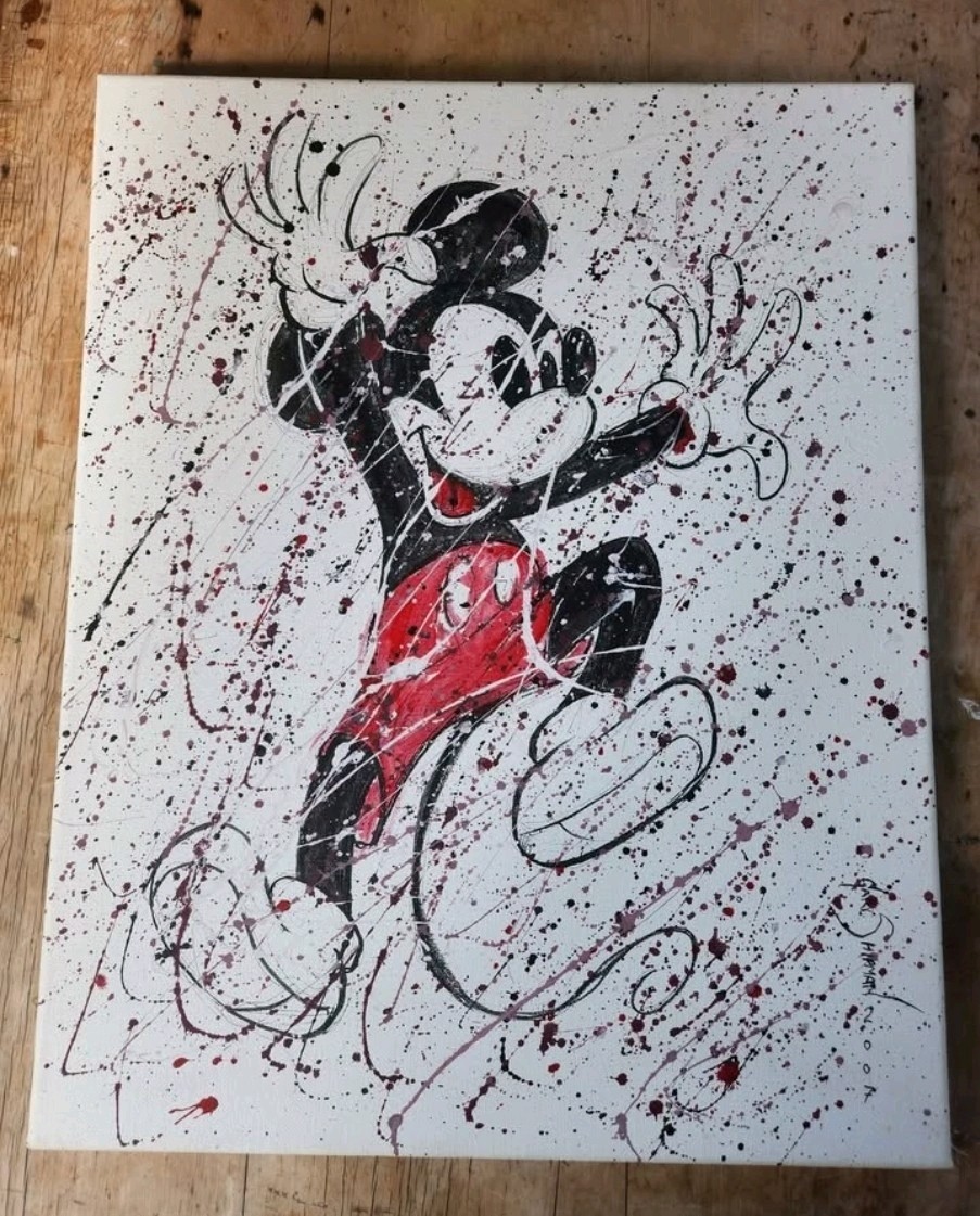 Original Gary Shipman Mickey Mouse Art (2007) Rare Disney Inspired Splatter Art
