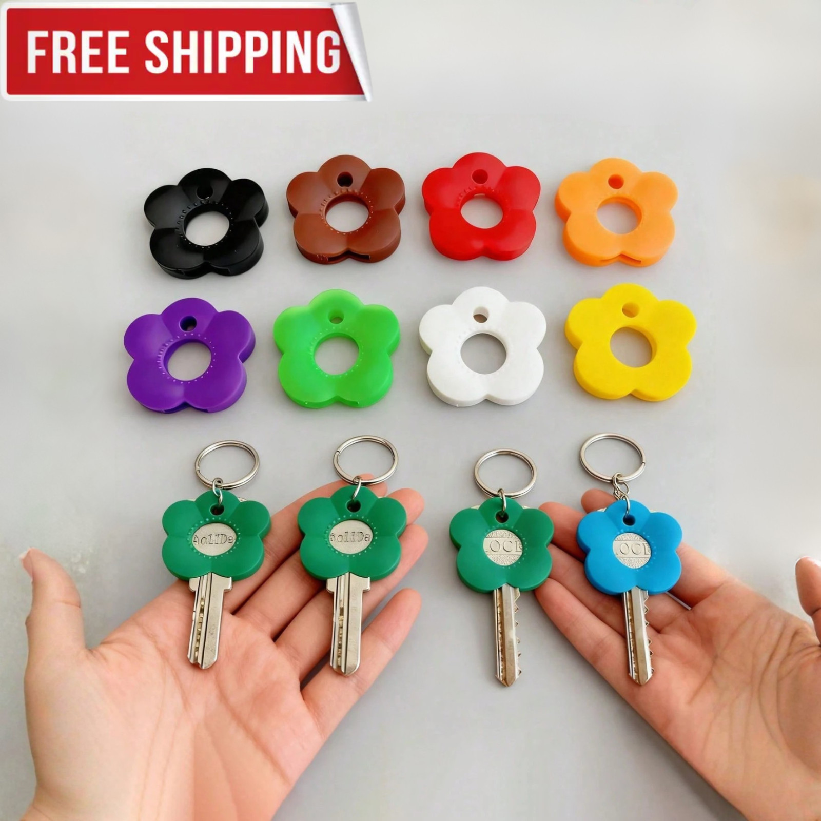 6 Pack Colored Key Caps Identifier Covers Mixed Colors Key Tags Keyring Topper