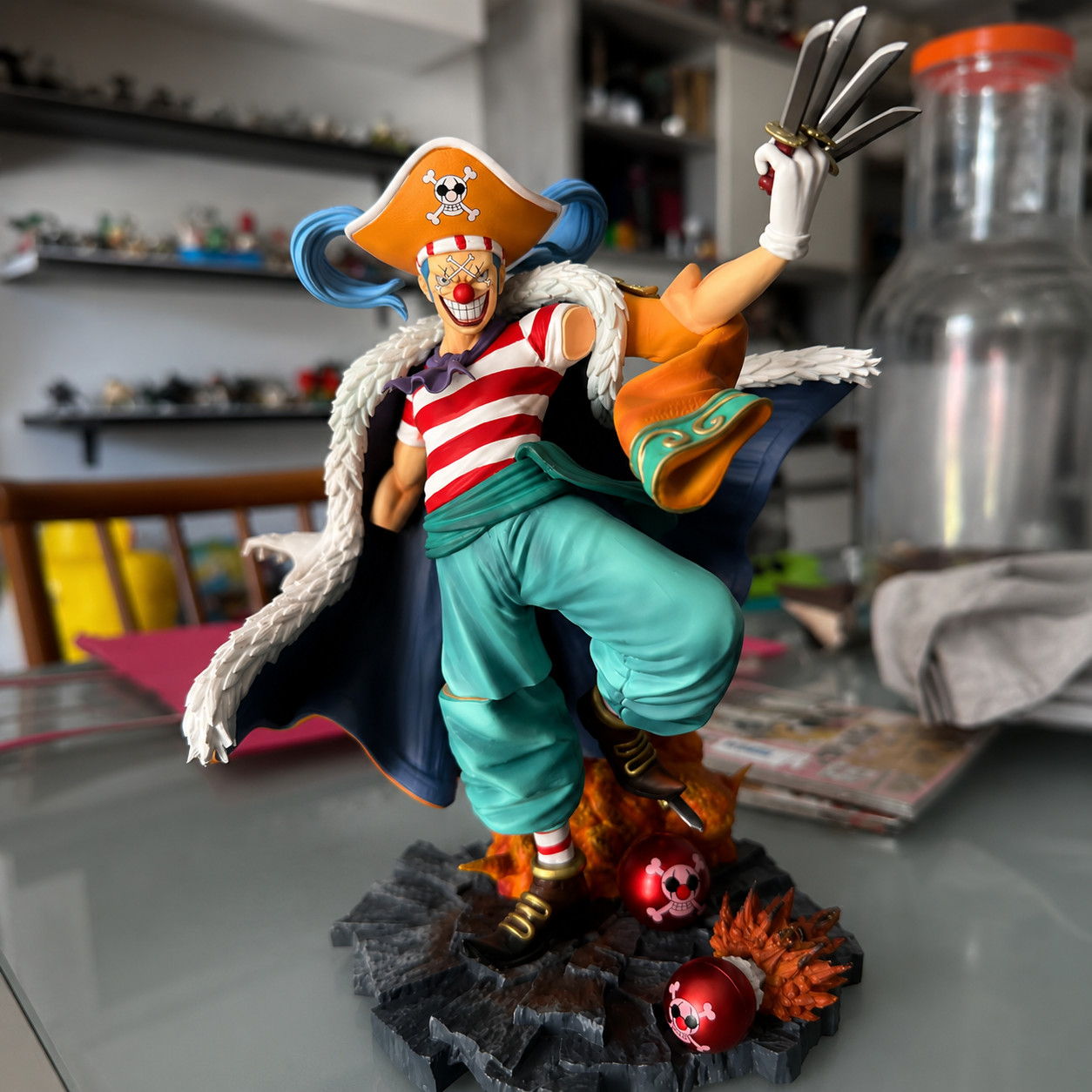 One Piece Buggy Anime Figure Action Figurine 25cm PVC Statue Collection Toy Gift