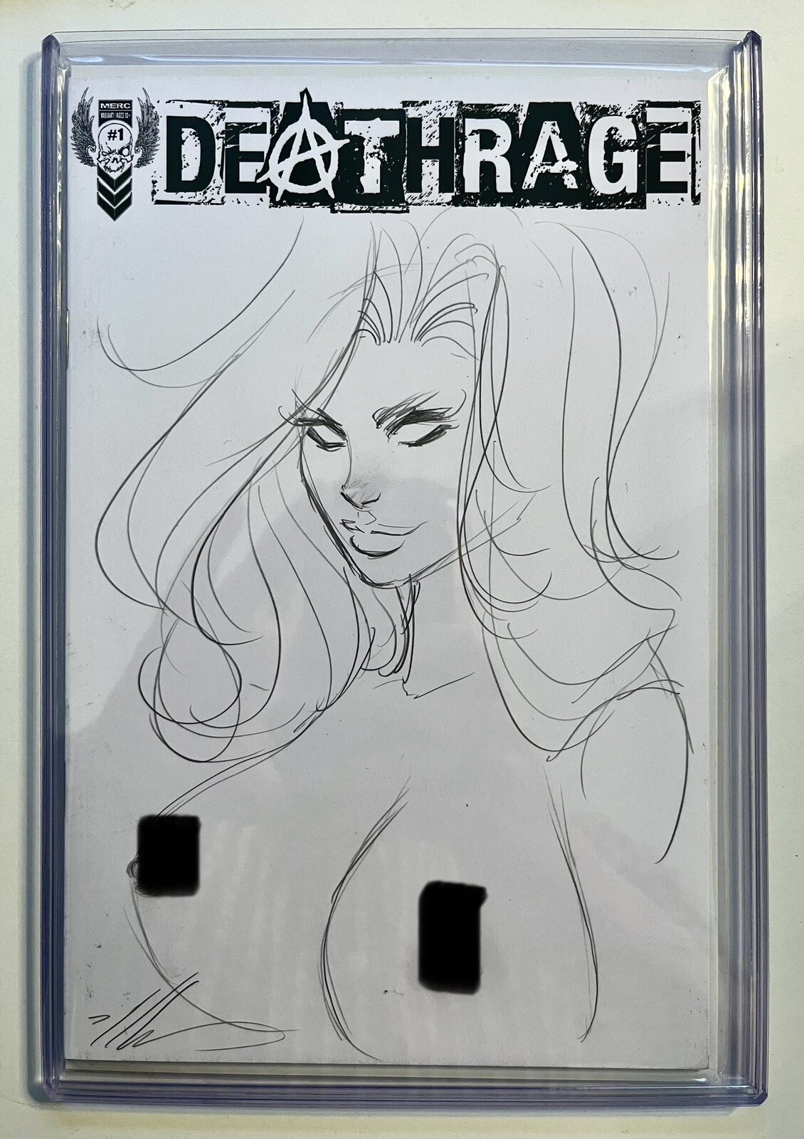 Deathrage #1 LADY DEATH ORIG ART ALE GARZA SKETCH!! SIGNED One Of A Kind! W/COA