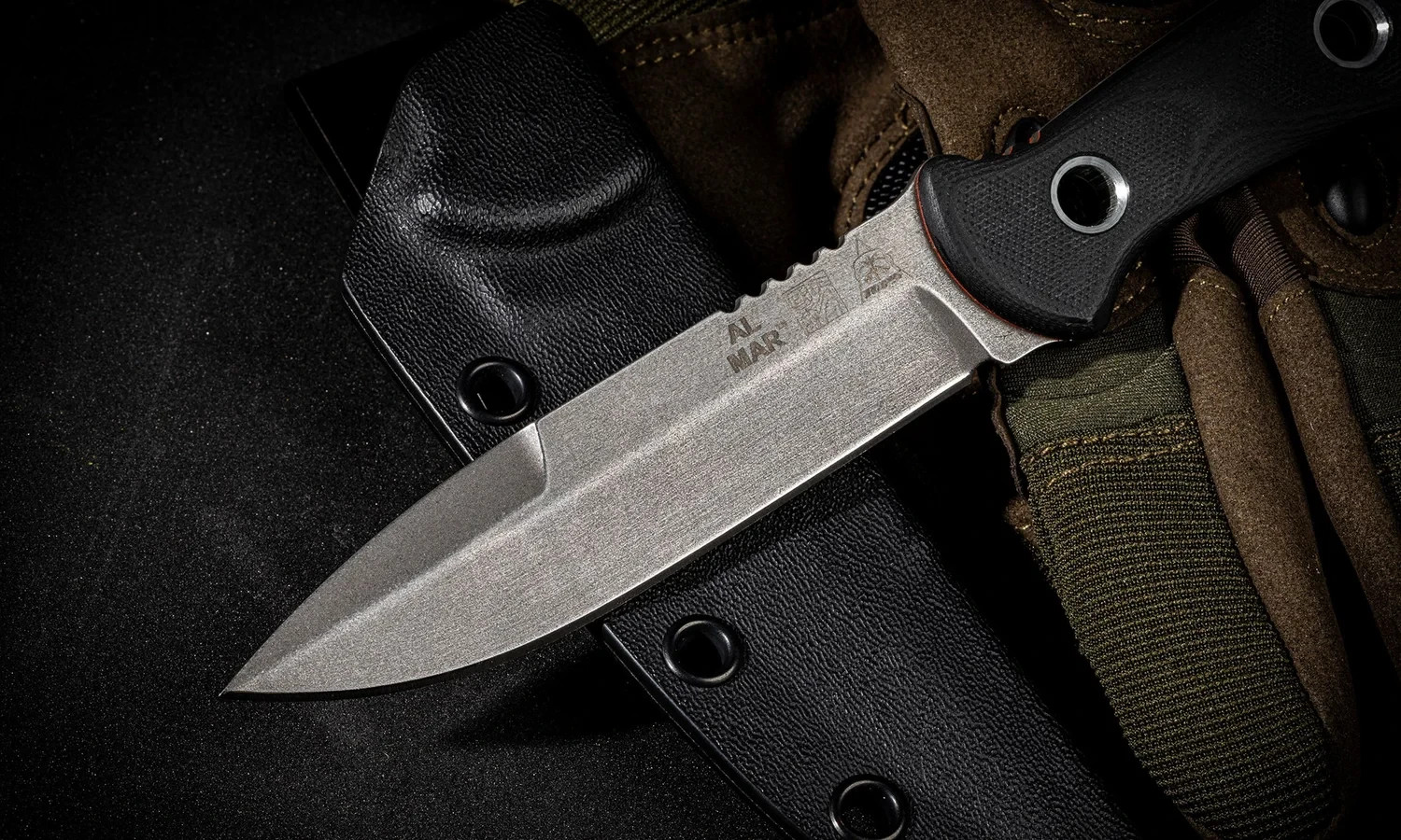Al Mar Sere Operator Fixed Knife 4″ 154CM Steel Talon Blade Black G10 Handle