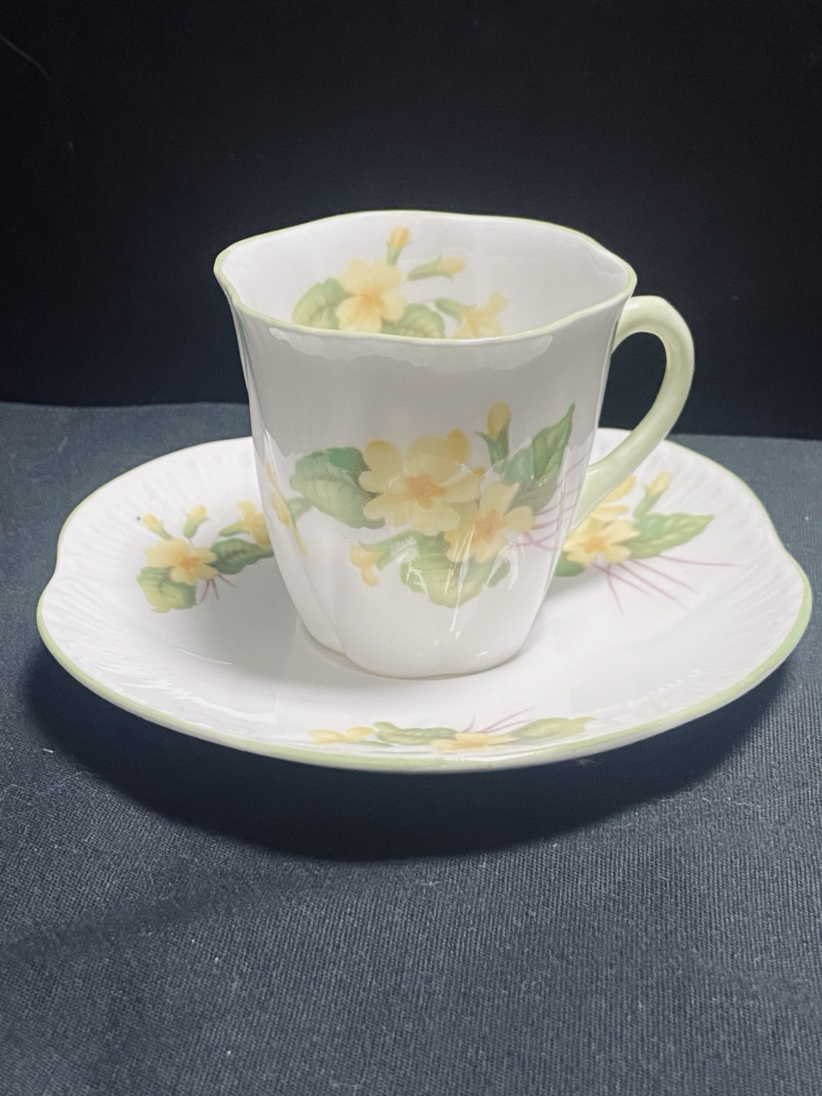Shelley Demitasse Primrose Teacup & Saucer Set ~ Bone China ~ England