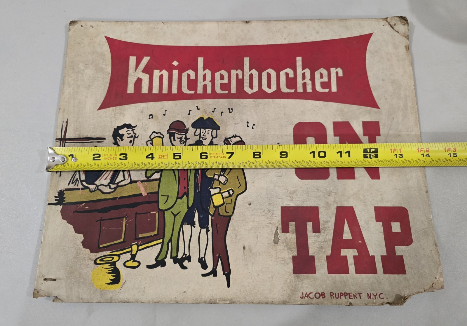 Vintage Ruppert Knickerbocker Beer Sign Paper Card Stock Bar Tavern & Patch Rare
