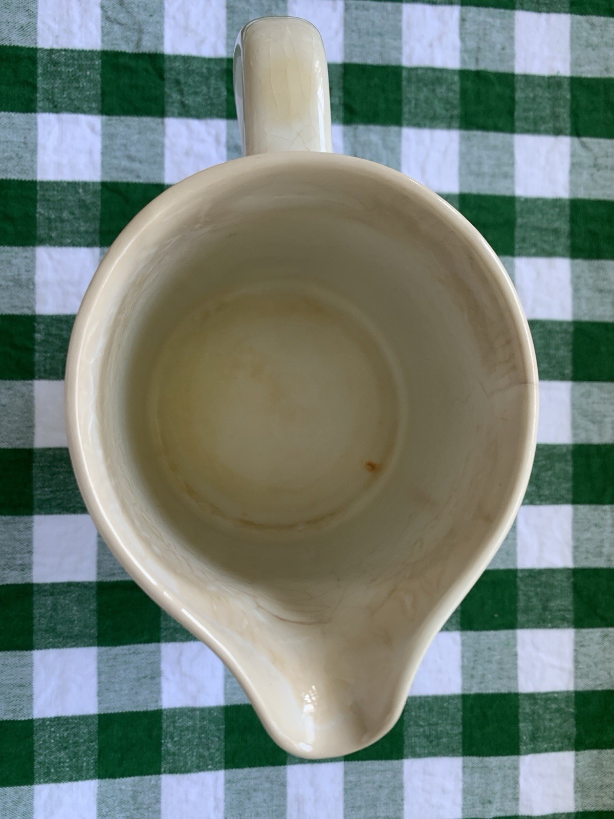 ANTIQUE Crazed Stained IRONSTONE Old Nordic FARMHOUSE Milk or Cream PITCHER 5”