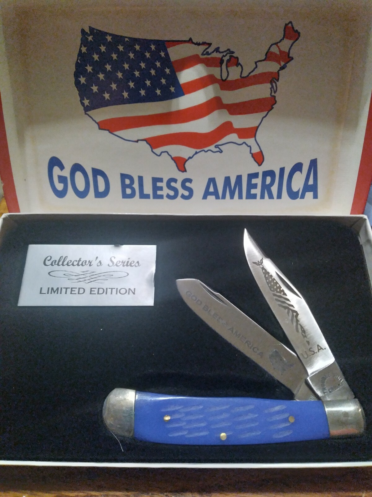 Vintage BLUE Troublesome Creek Solingen Steel 2 Blade Pocket Knife (F5)