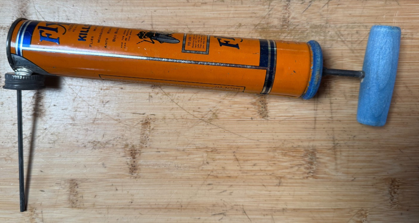 Fly Ded Insect Sprayer Empty Vintage 10″ (No Glass Bottle) Blue Handle