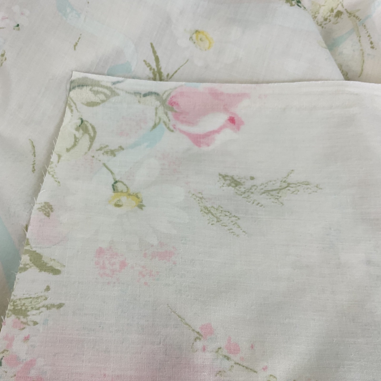 Reclaimed Vintage Rose Cotton Blend Fabric 95” x 90” Romantic Cottage Floral