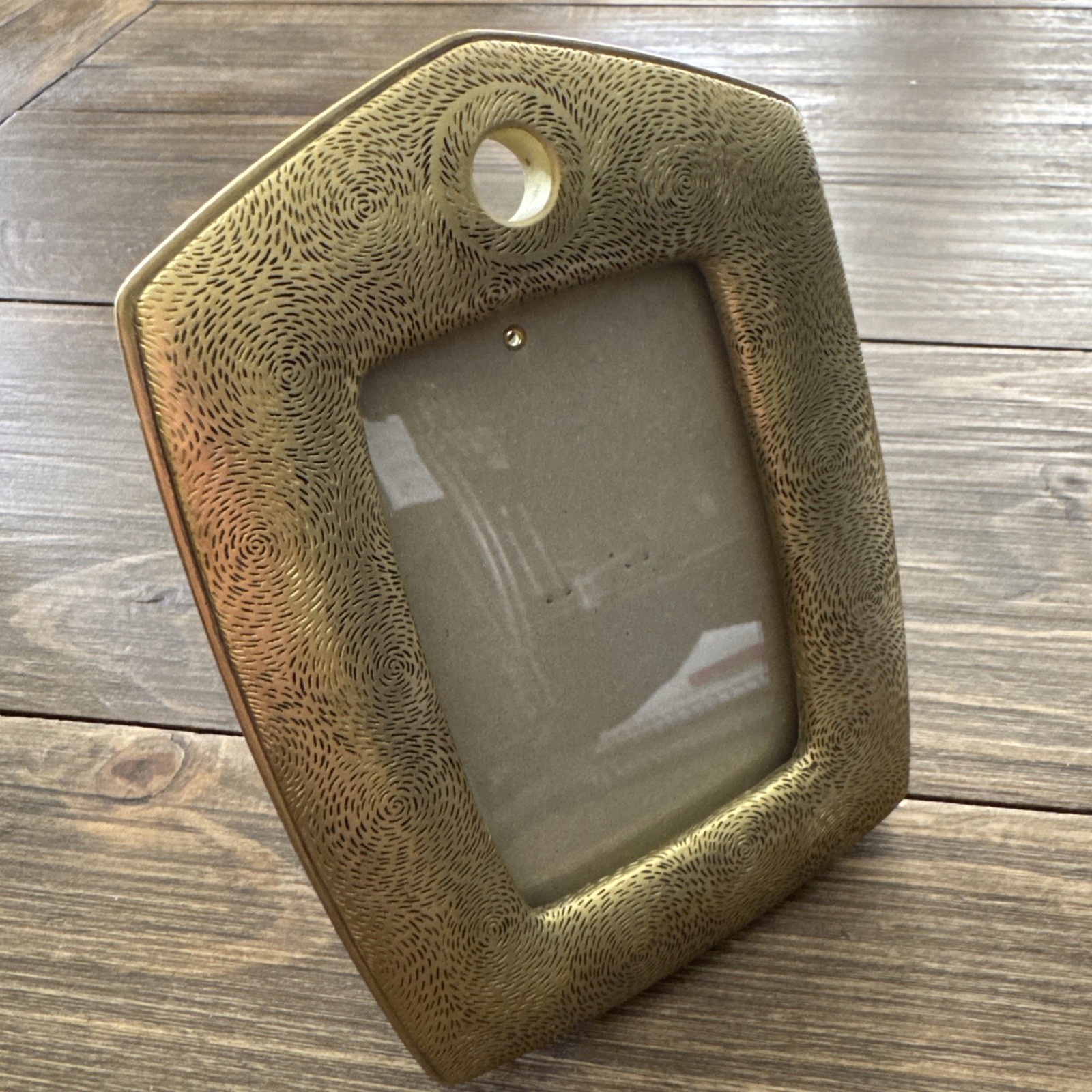 Terragrafics Resin Photo Frame Rectangular Gold Tone Texture 3×5 Photo 1993 Vtg
