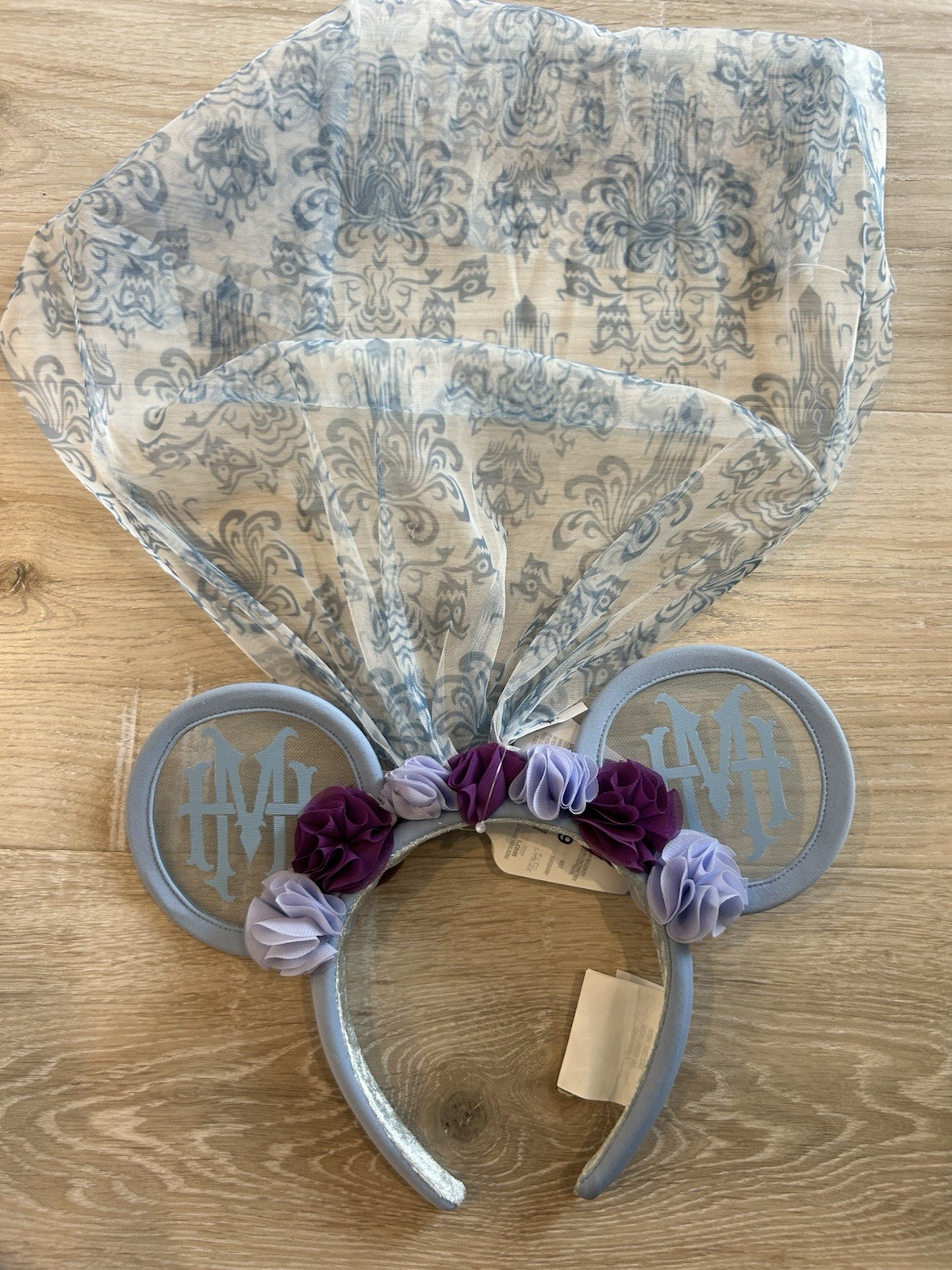 Disney Haunted Mansion Bride Veil Ears Headband Minnie Flowers White