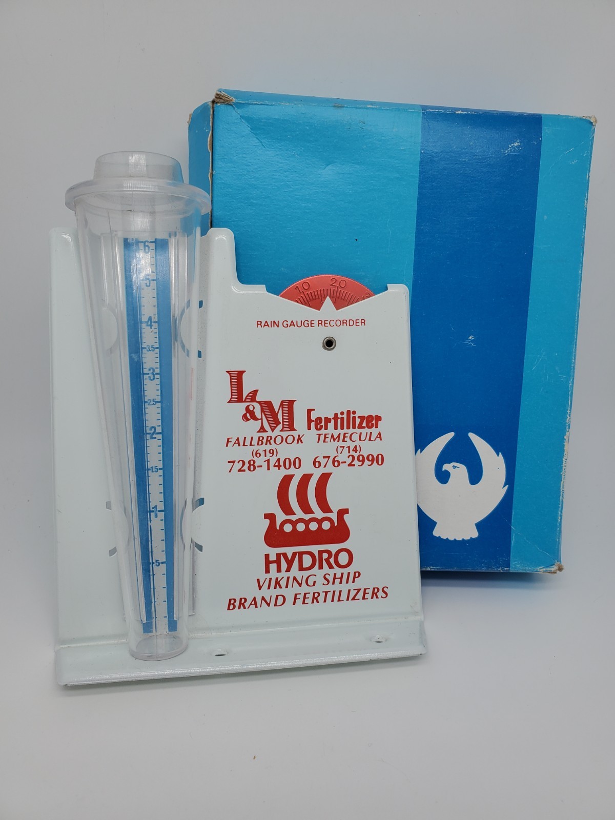 Vintage Advertising Rain Gauge L&M Fertilizer Fallbrook, Temecula Ca.