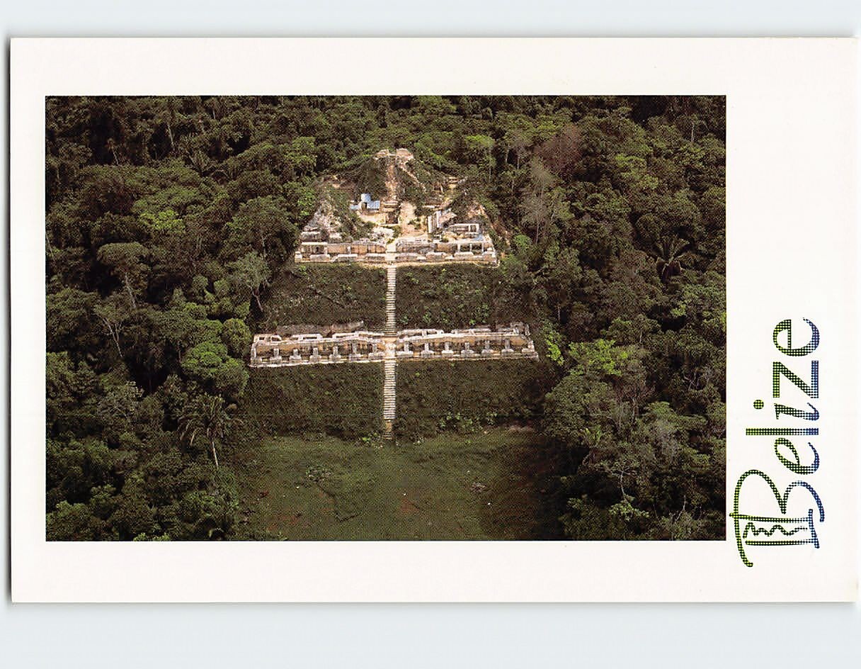 Postcard Aerial View Caracol Ancient Maya City Ruins Belize