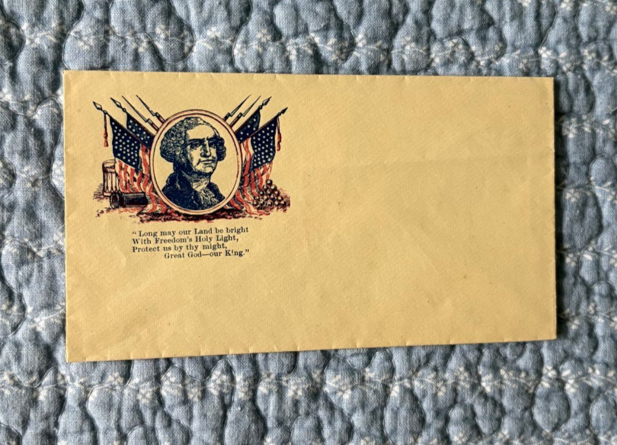 1860s Patriotic Envelope George Washington Portrait in Circle with U S Flags