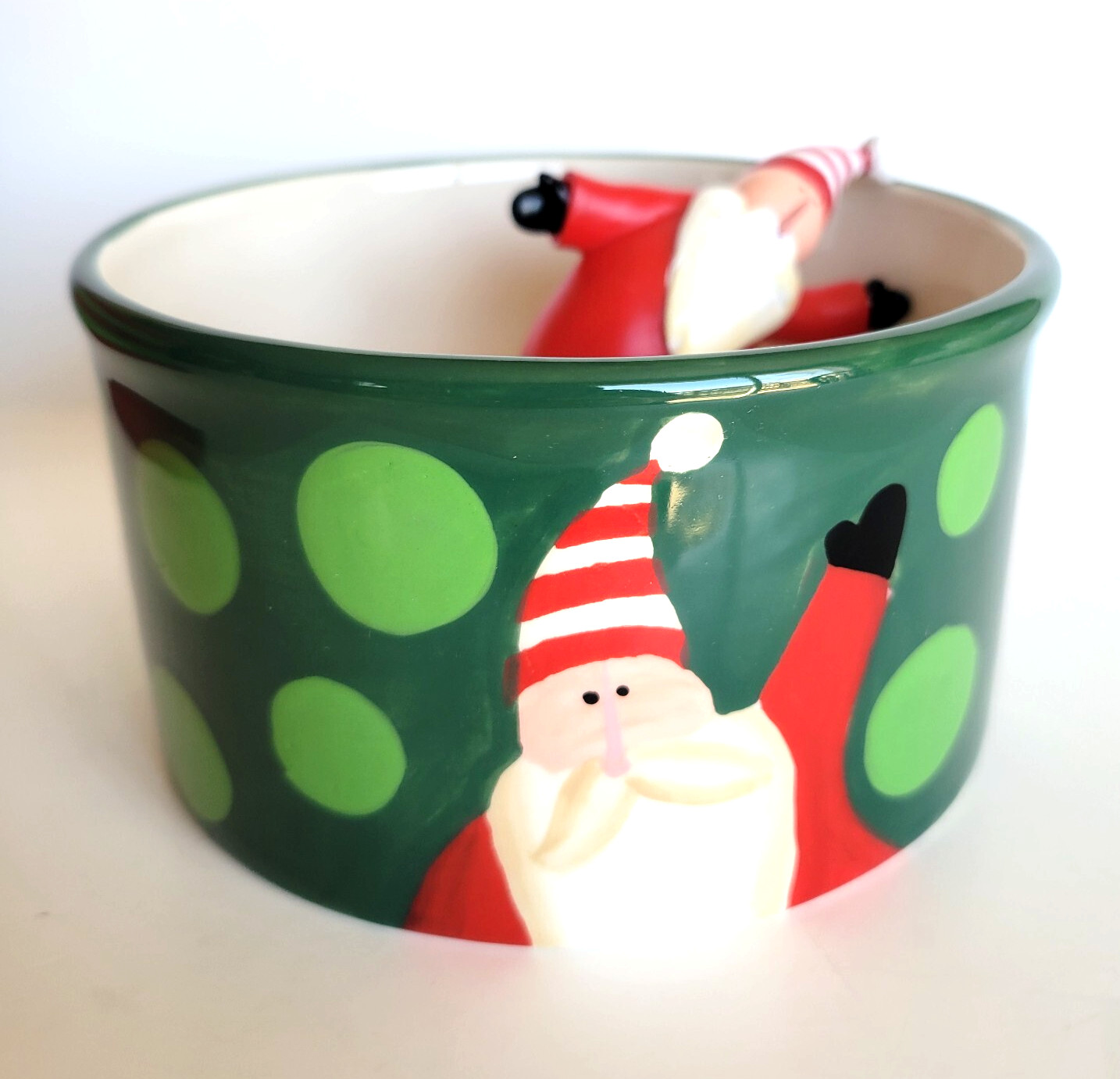 Certified International Santa Polka Dot Christmas Dip Bowl & Spreader Sue Zulauf