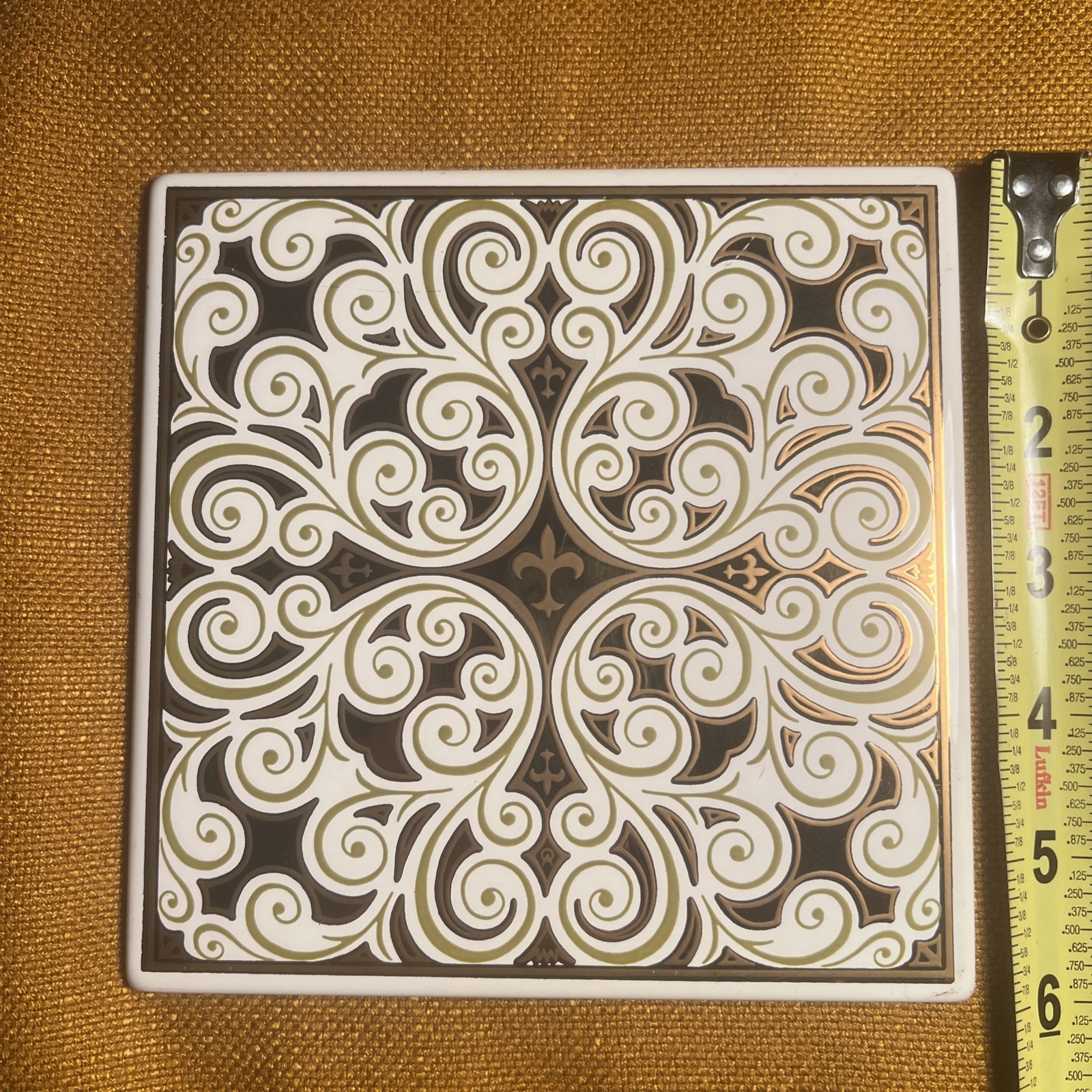 Georges Briard Tile FLEUR DE LIS Metal Enamel Trivet New Orleans MCM Vintage 6×6