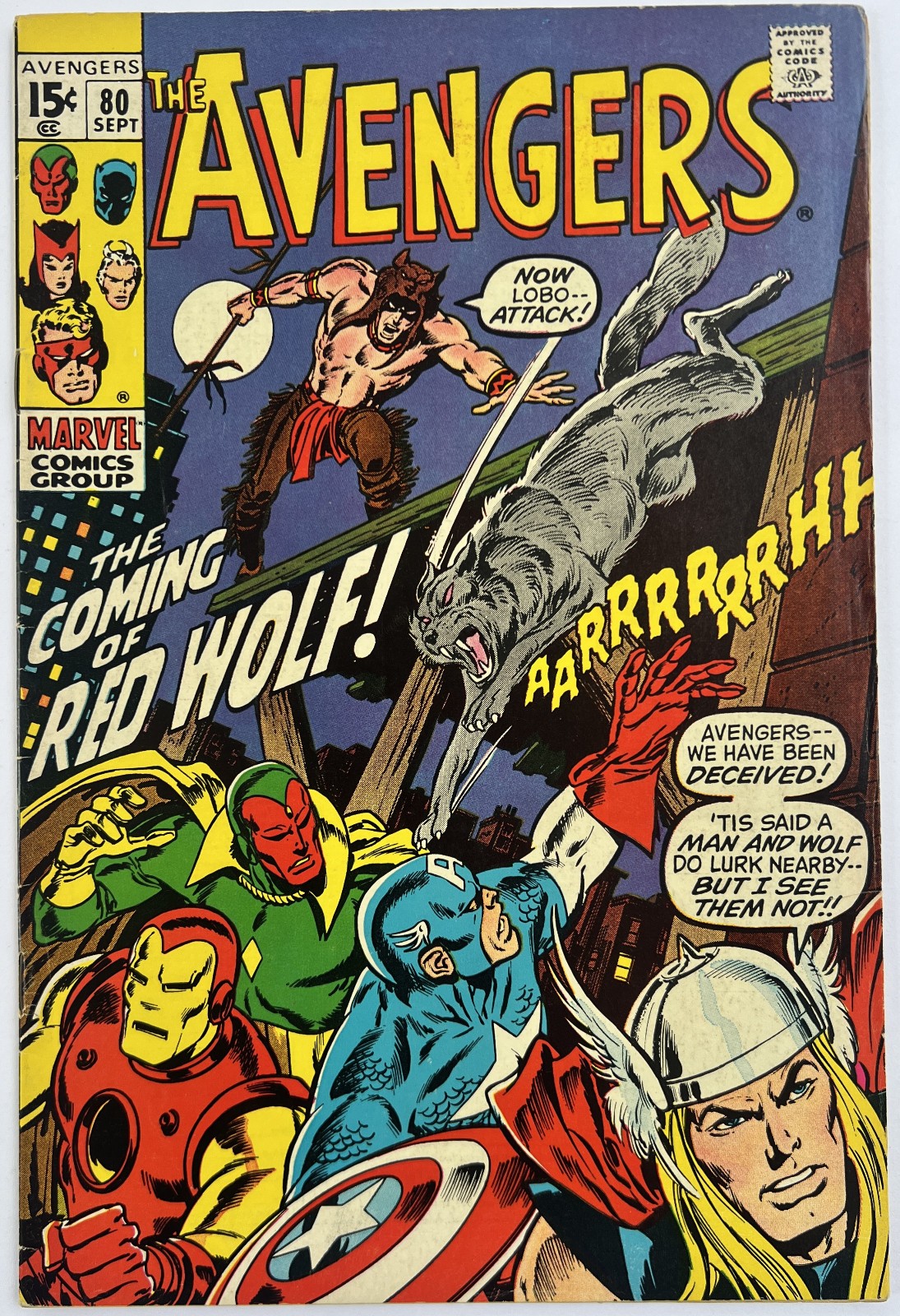 The Avengers #80- The Coming of Red Wolf! (Marvel Comics 1970)