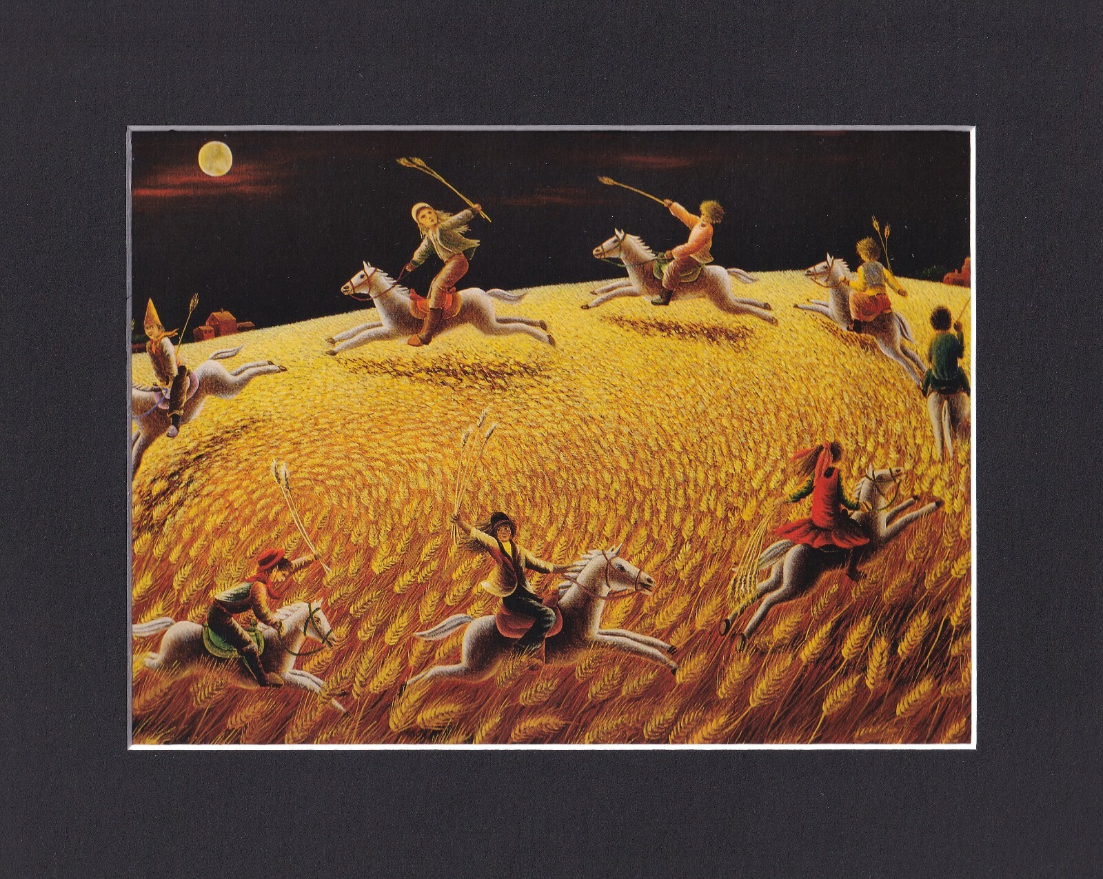 8X10″ Matted Print Art Picture by Warabe Aska: Wheat Fields, Carousel
