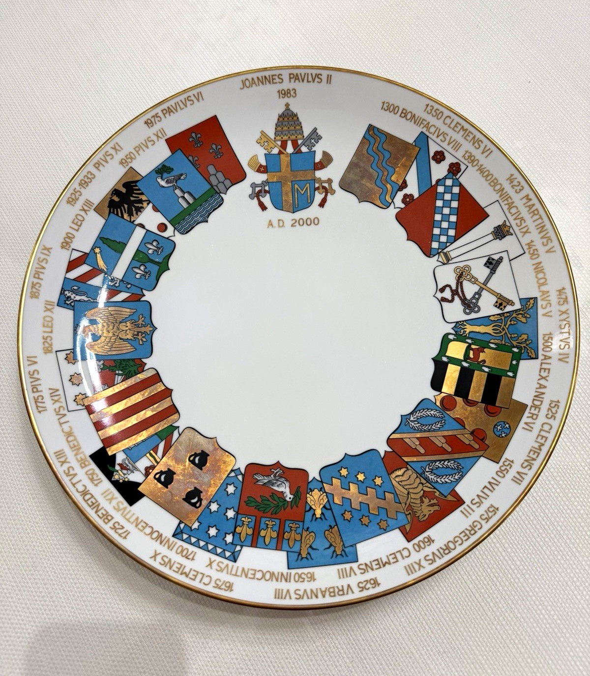 Richard Ginori Anno Domini 2000 Porcelain Plate Joannes Pavlvs II Gold