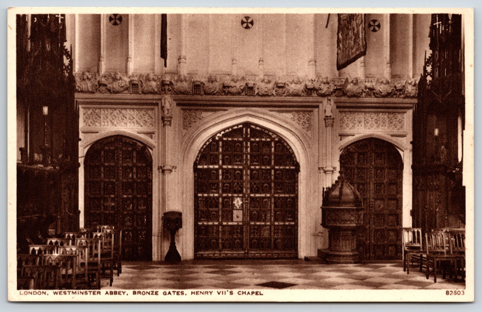 Postcard Westminster Abbey Bronze Gates Henry VII’s Chapel London England UNP