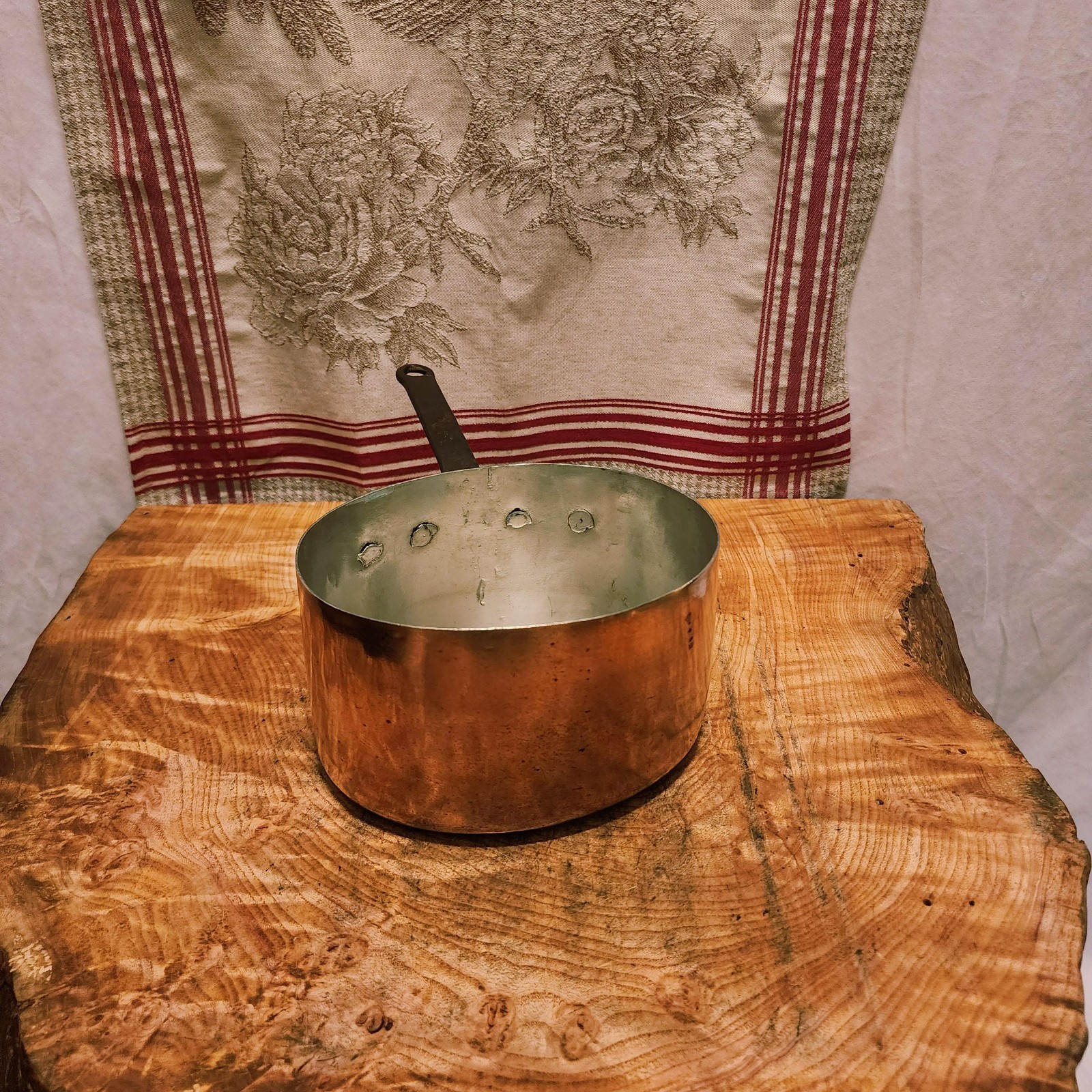 Antique French Copper French Braisière-Oval Saucepan 17x14cm or 6.75×5.5 inches